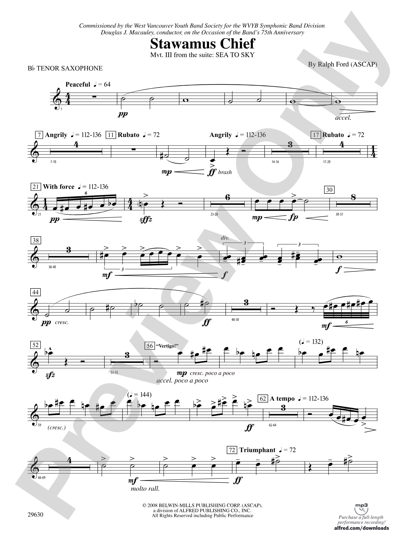 Stawamus Chief: B-flat Tenor Saxophone