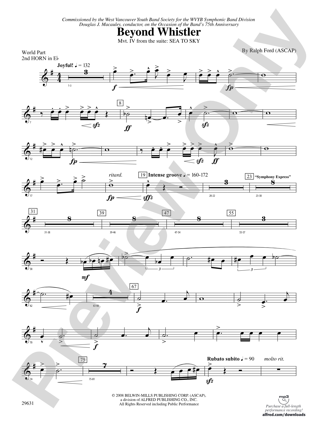 Beyond Whistler: (wp) 2nd Horn in E-flat
