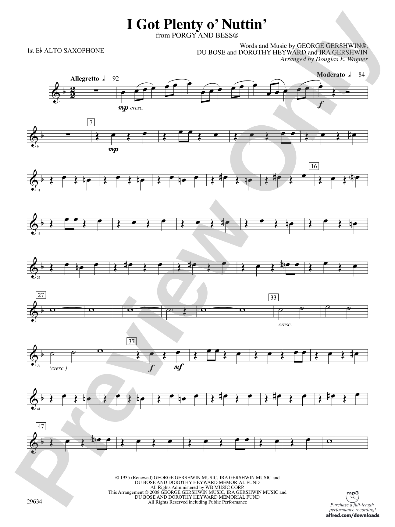 I Got Plenty o' Nuttin': E-flat Alto Saxophone