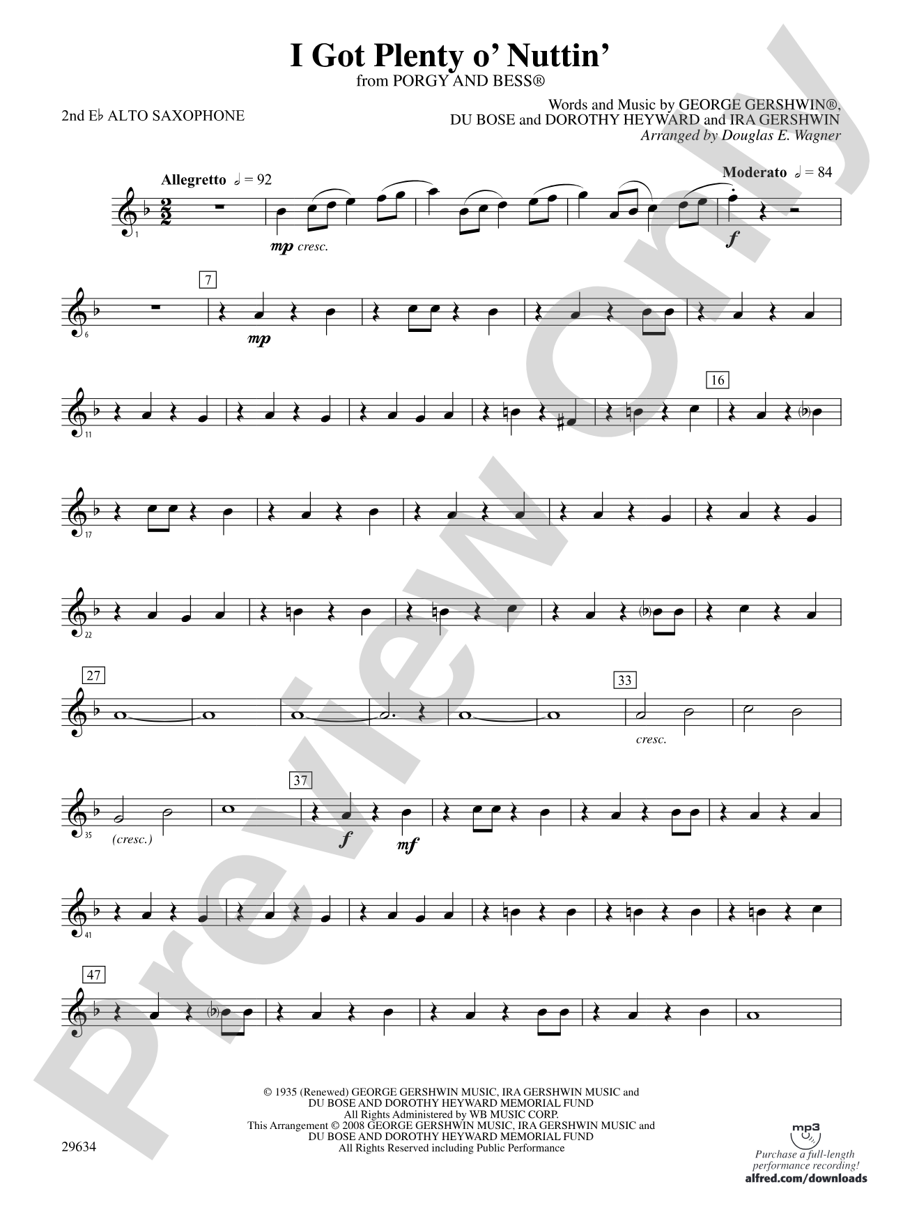 I Got Plenty o' Nuttin': 2nd E-flat Alto Saxophone