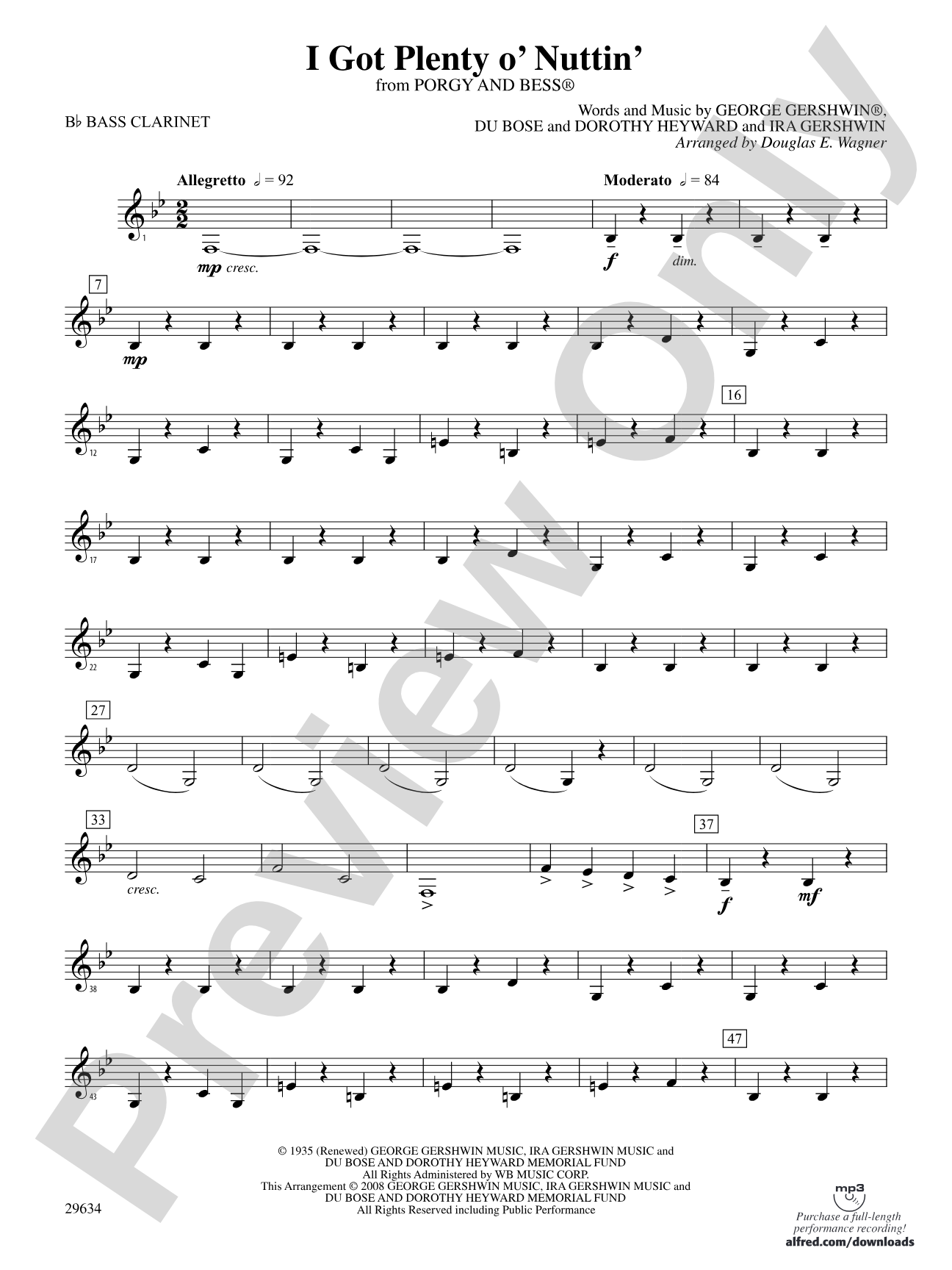 I Got Plenty o' Nuttin': B-flat Bass Clarinet