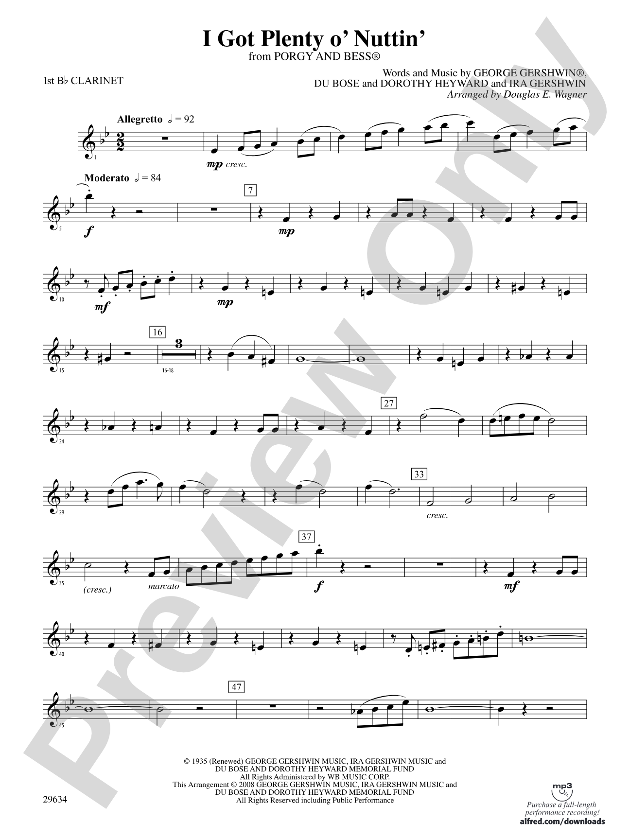 I Got Plenty o' Nuttin': 1st B-flat Clarinet