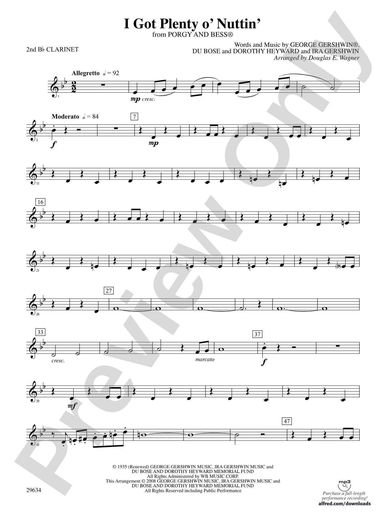 I Got Plenty o' Nuttin': 2nd B-flat Clarinet