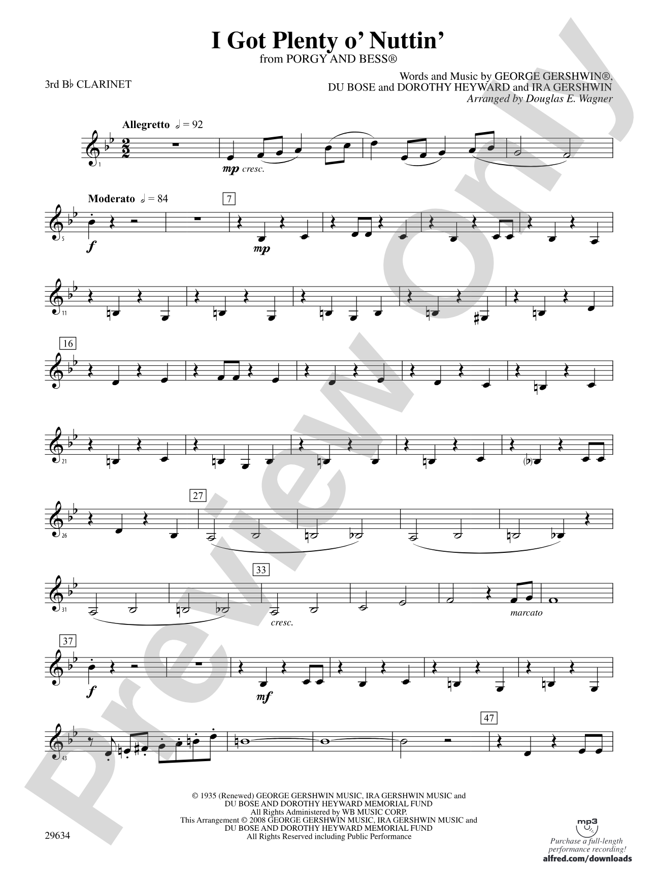I Got Plenty o' Nuttin': 3rd B-flat Clarinet