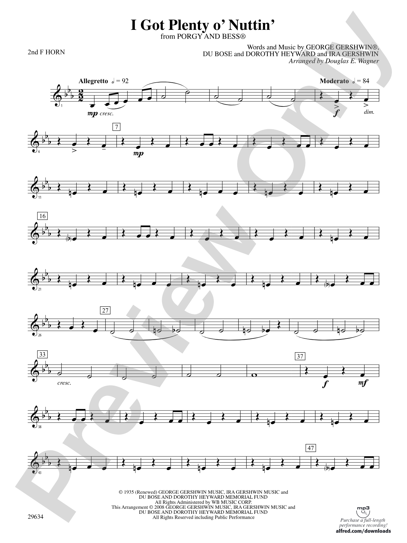 I Got Plenty o' Nuttin': 2nd F Horn