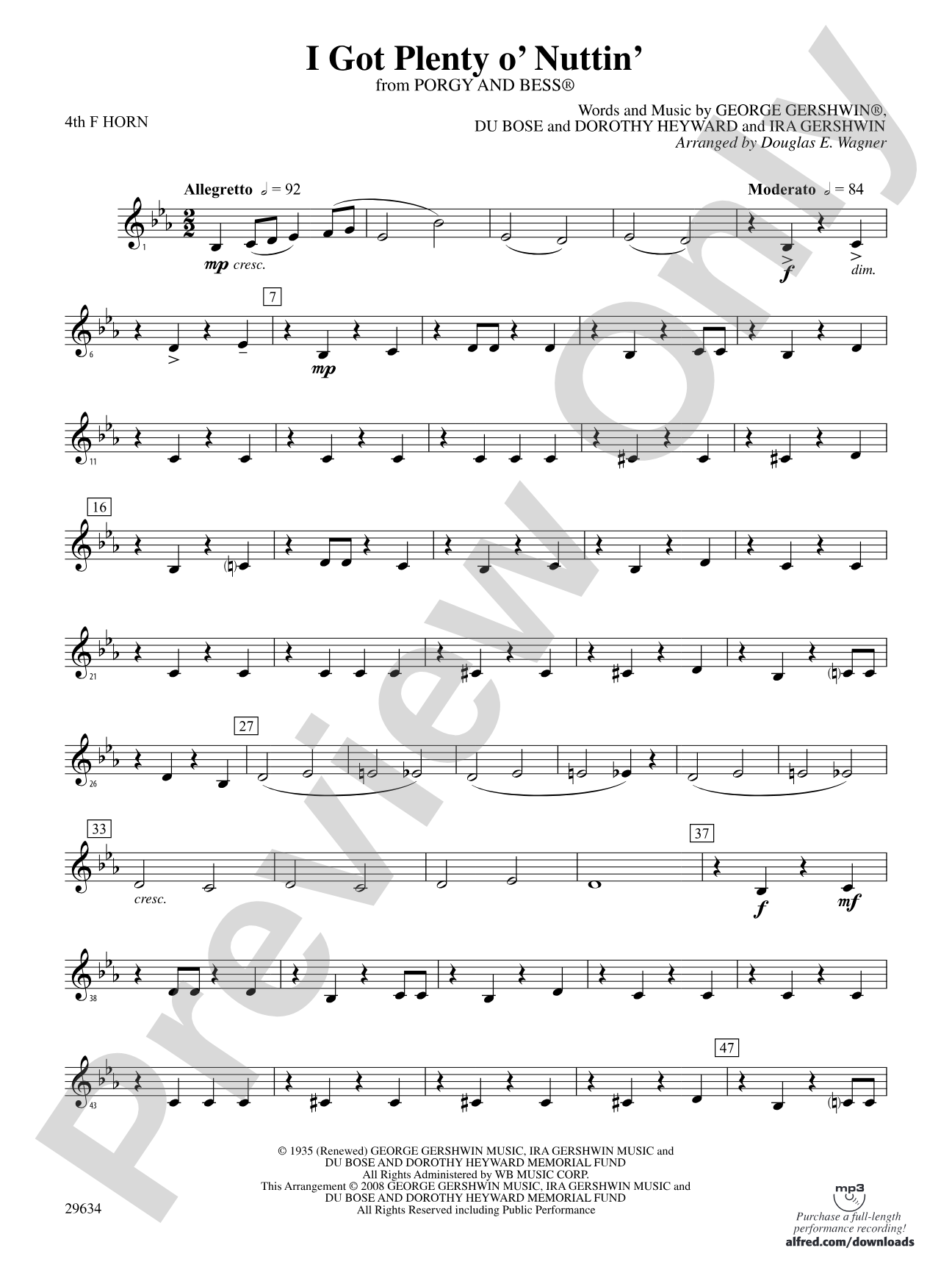 I Got Plenty o' Nuttin': 4th F Horn