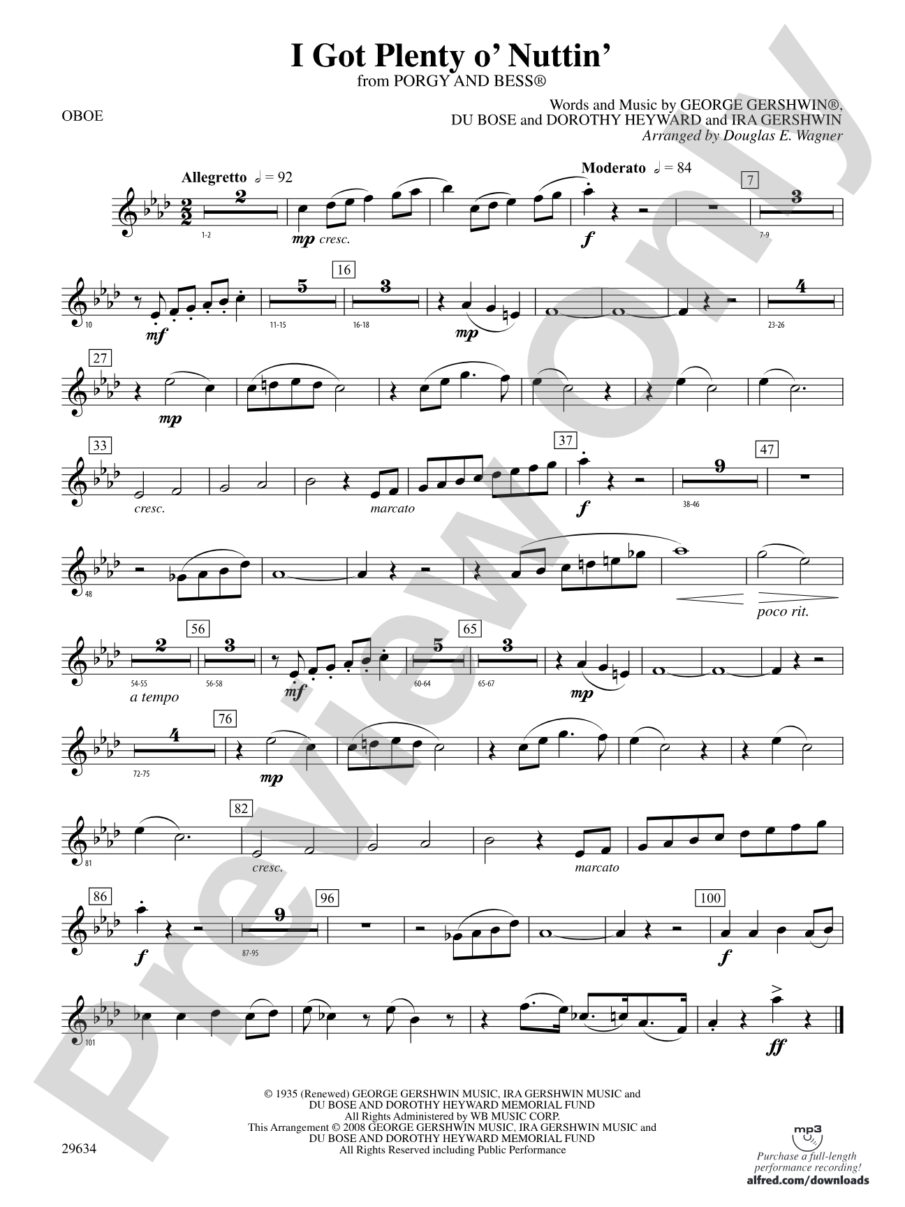 I Got Plenty o' Nuttin': Oboe