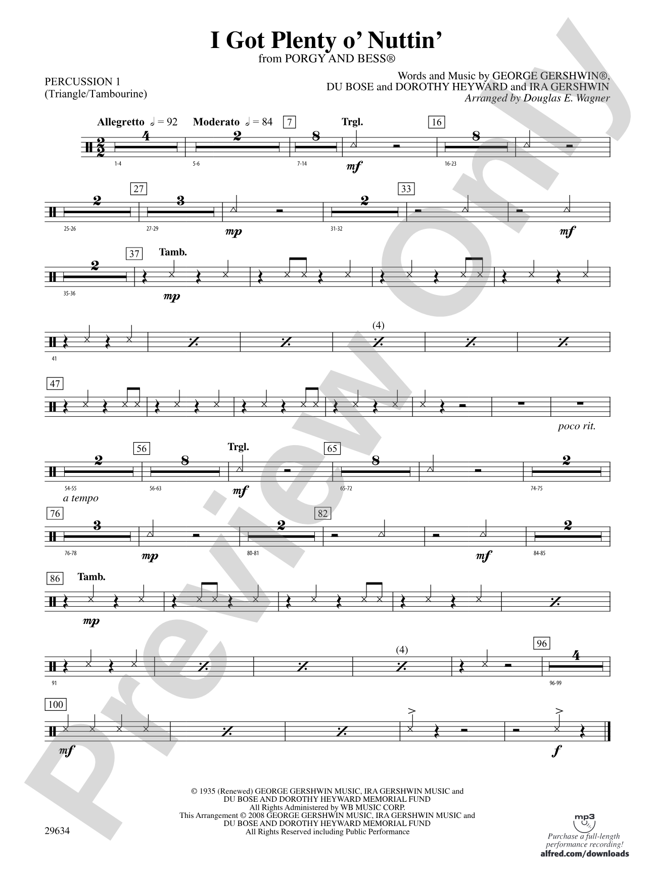 I Got Plenty o' Nuttin': 1st Percussion