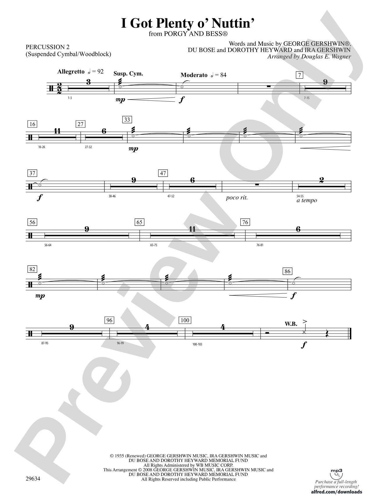 I Got Plenty o' Nuttin': 2nd Percussion