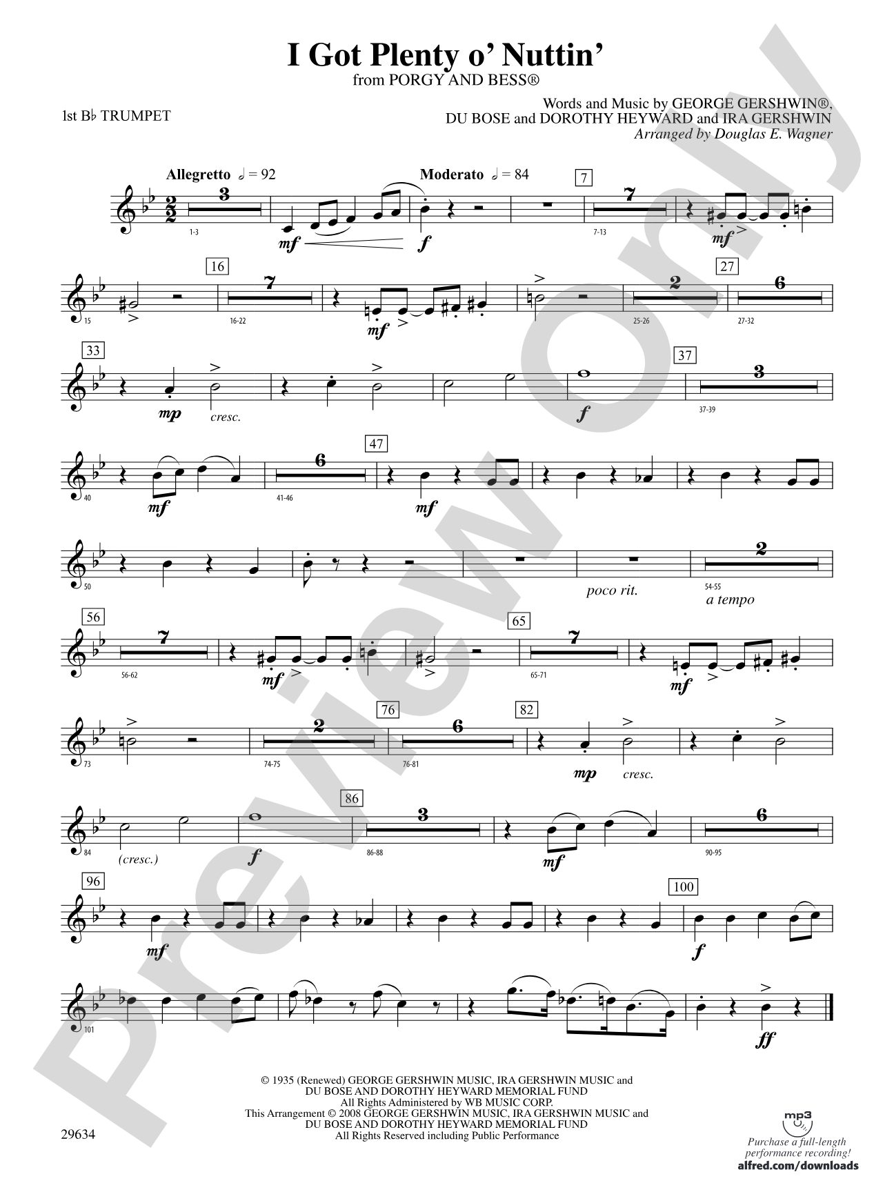 I Got Plenty o' Nuttin': 1st B-flat Trumpet