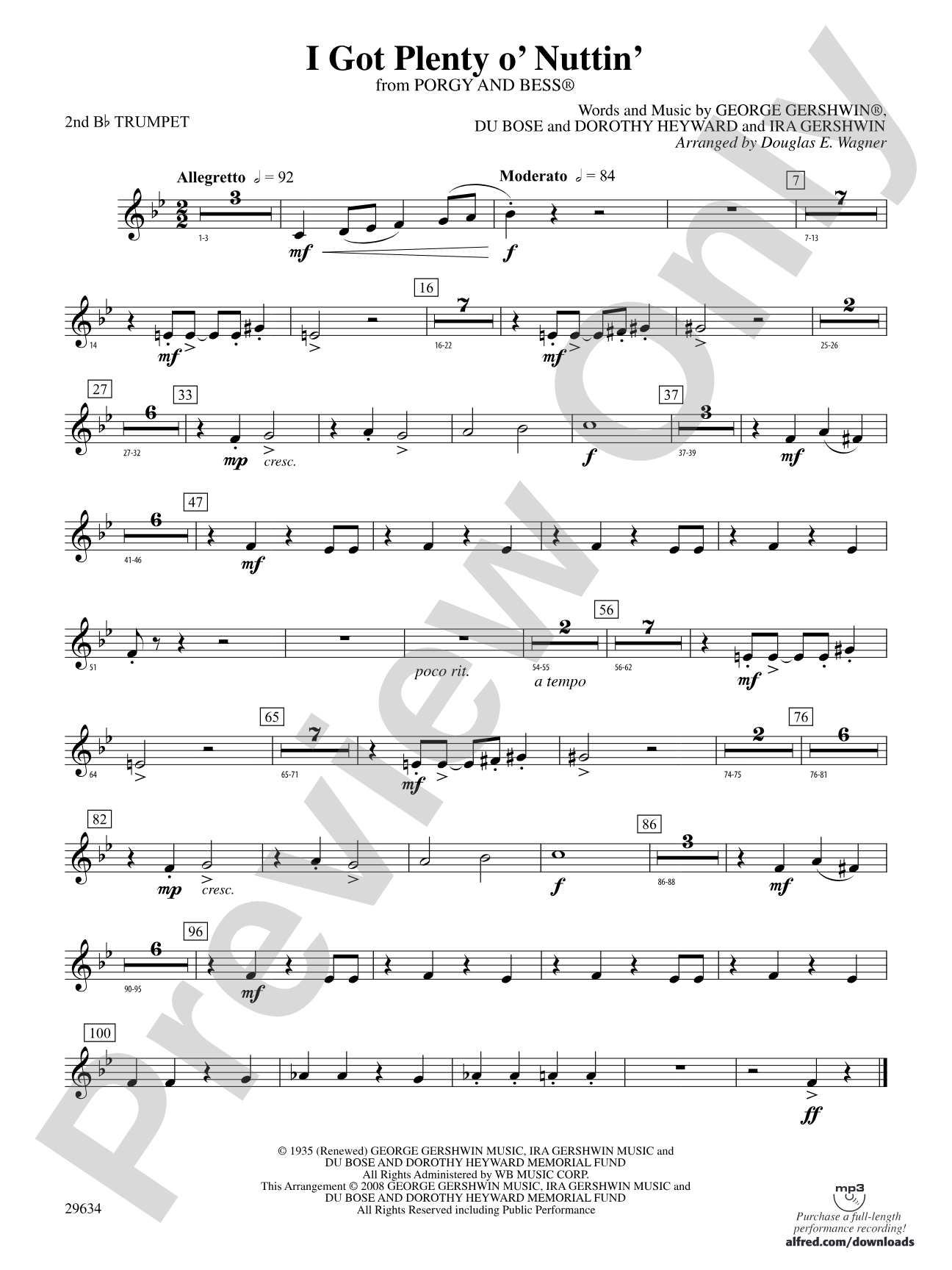 I Got Plenty o' Nuttin': 2nd B-flat Trumpet