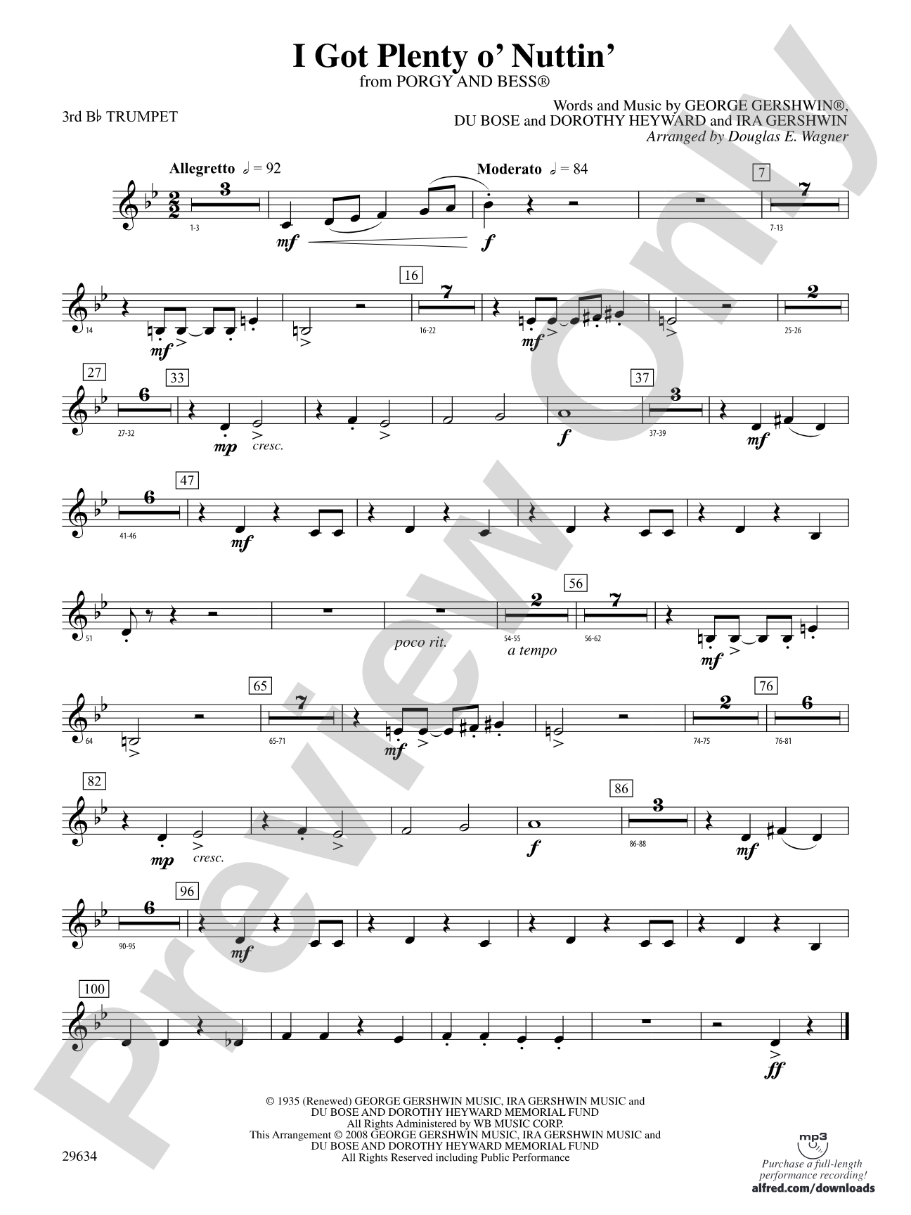 I Got Plenty o' Nuttin': 3rd B-flat Trumpet