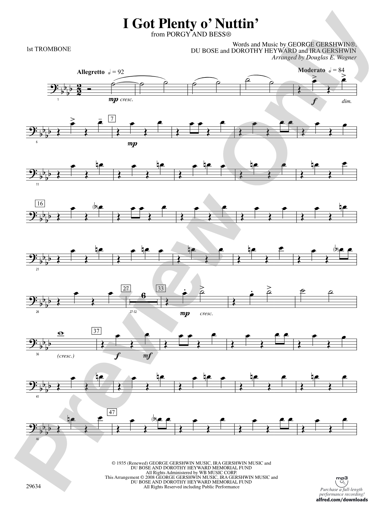 I Got Plenty o' Nuttin': 1st Trombone
