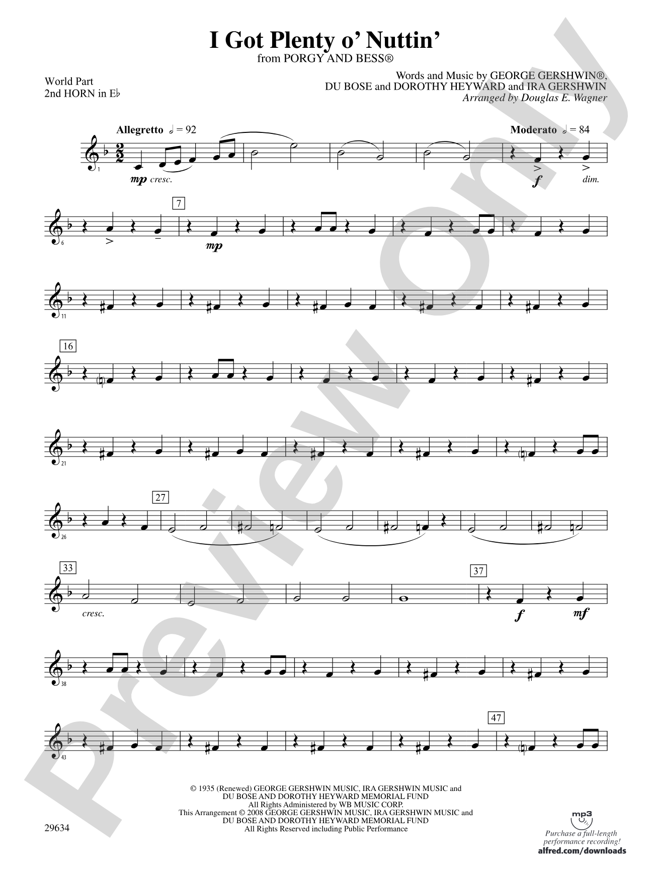 I Got Plenty o' Nuttin': (wp) 2nd Horn in E-flat