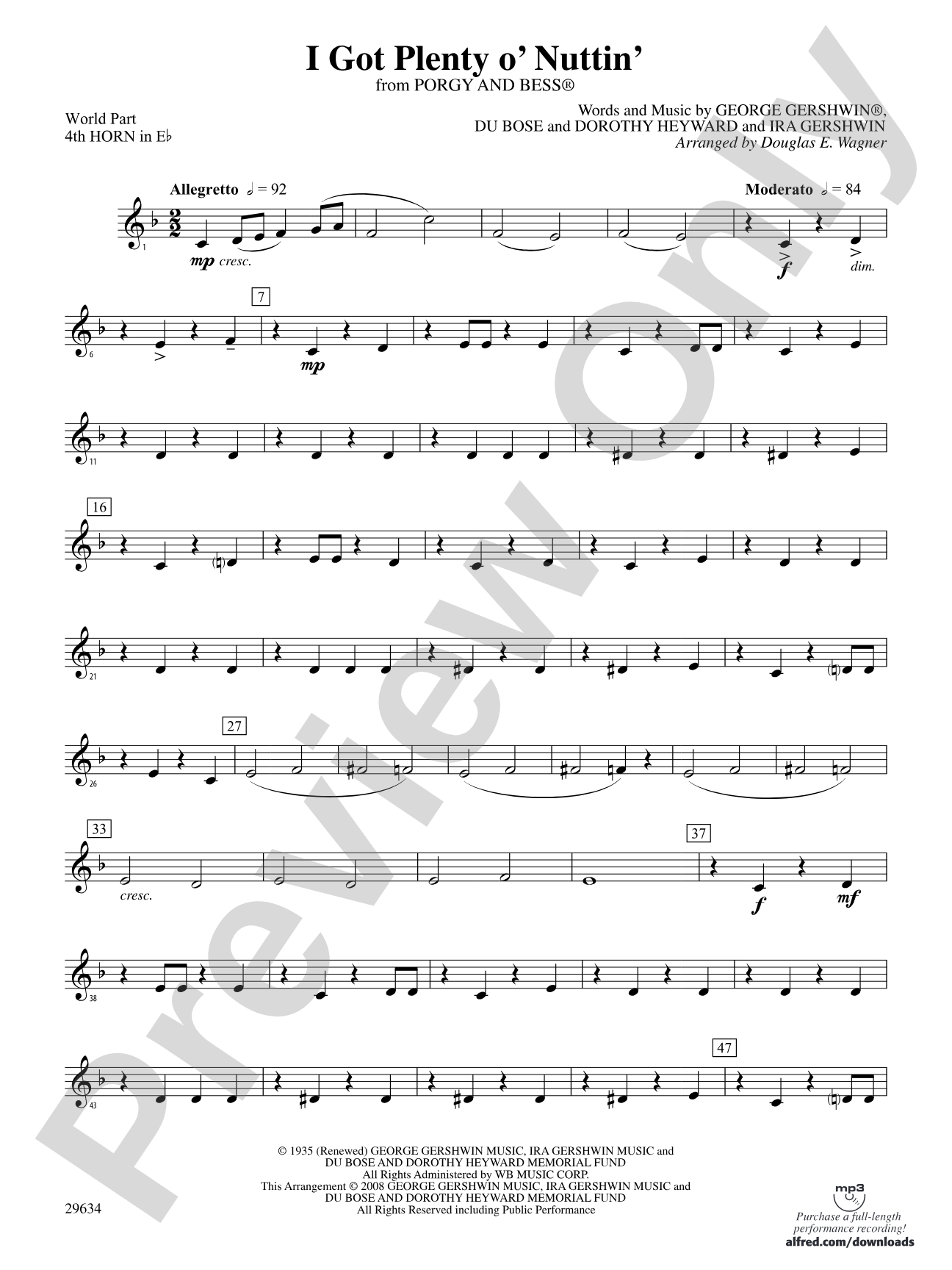 I Got Plenty o' Nuttin': (wp) 4th Horn in E-flat