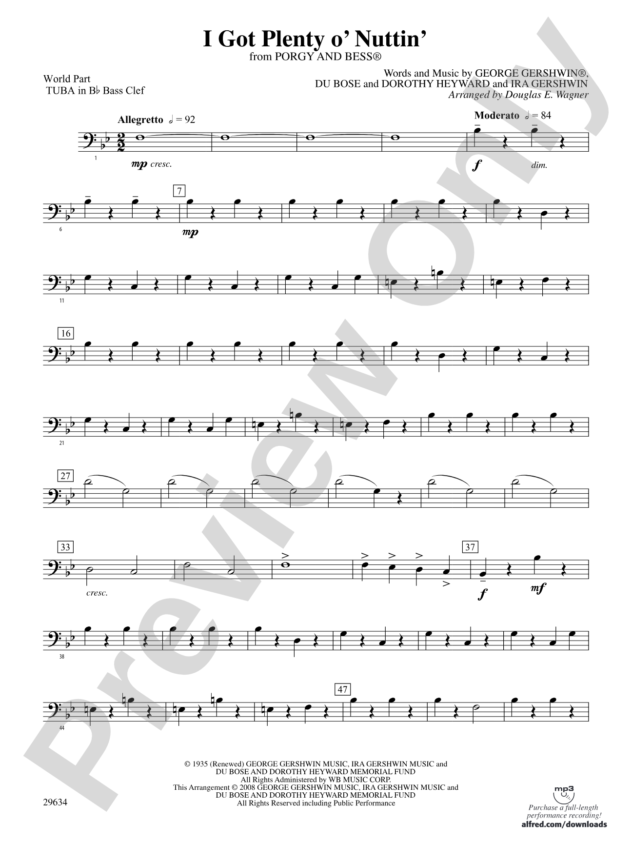 I Got Plenty o' Nuttin': (wp) B-flat Tuba B.C.