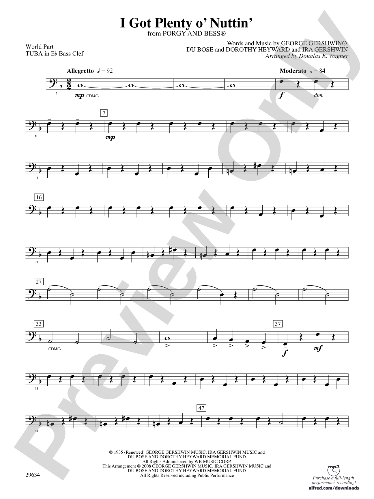 I Got Plenty o' Nuttin': (wp) E-flat Tuba B.C.