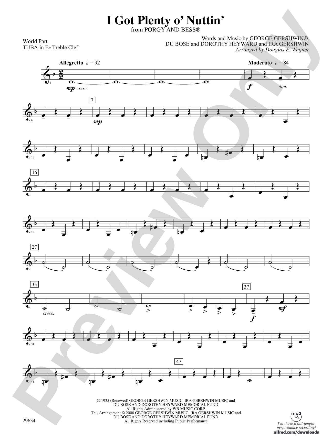 I Got Plenty o' Nuttin': (wp) E-flat Tuba T.C.
