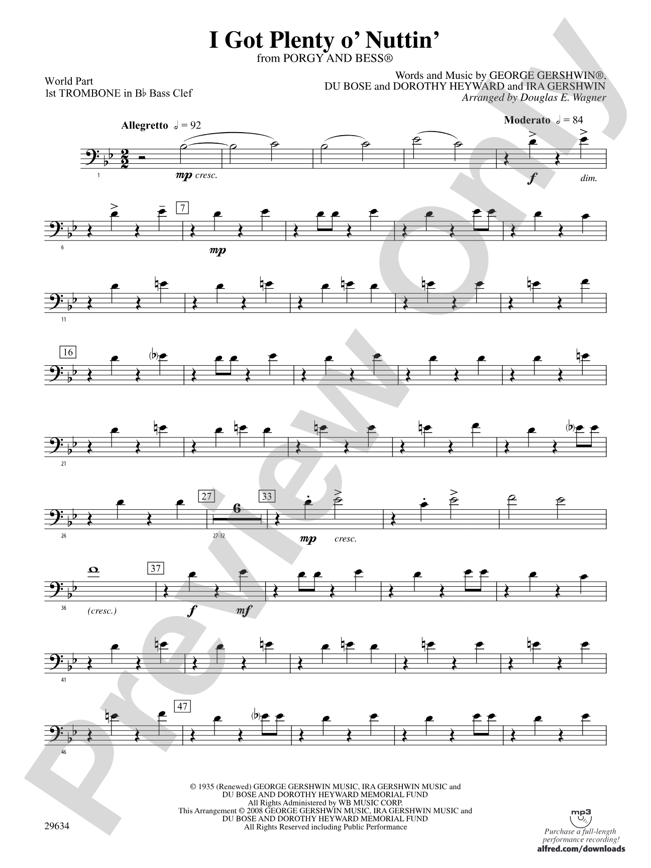 I Got Plenty o' Nuttin': (wp) 1st B-flat Trombone B.C.