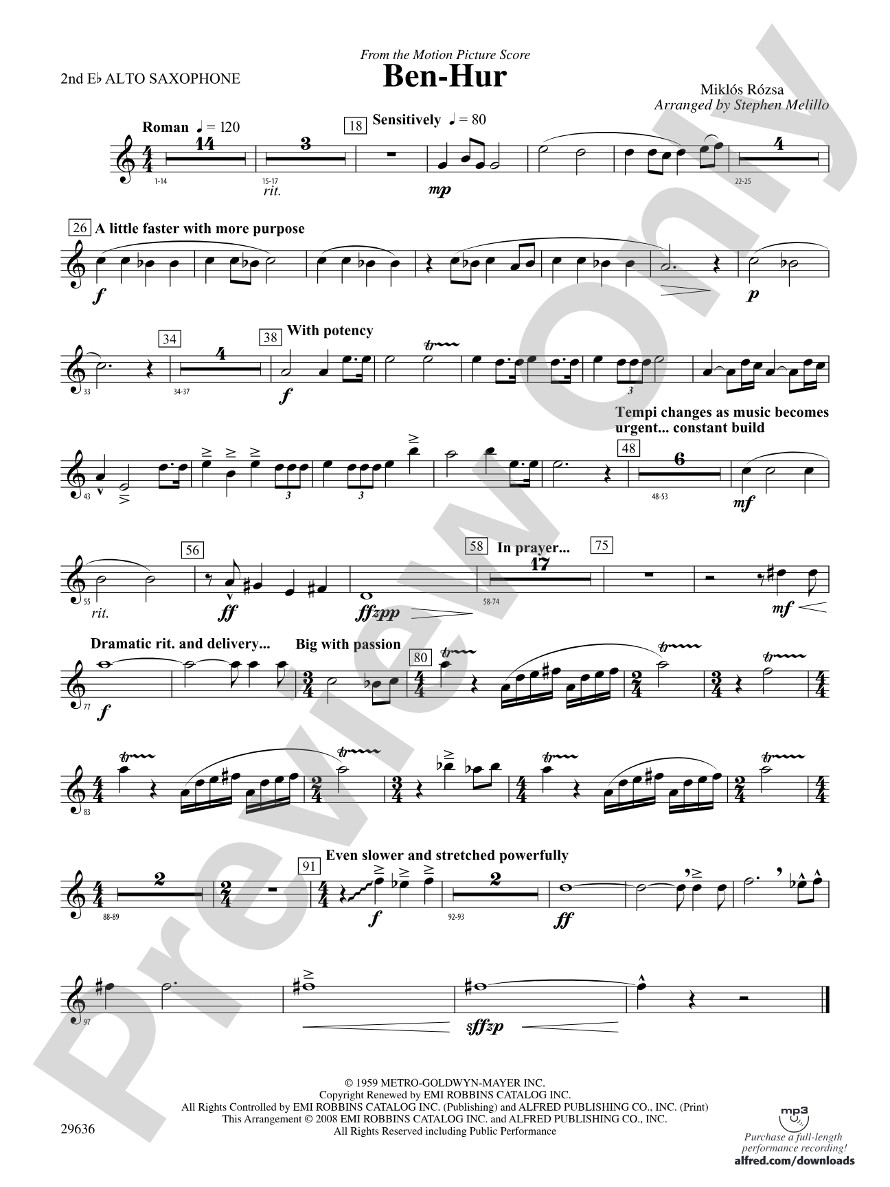 Ben-Hur: 2nd E-flat Alto Saxophone