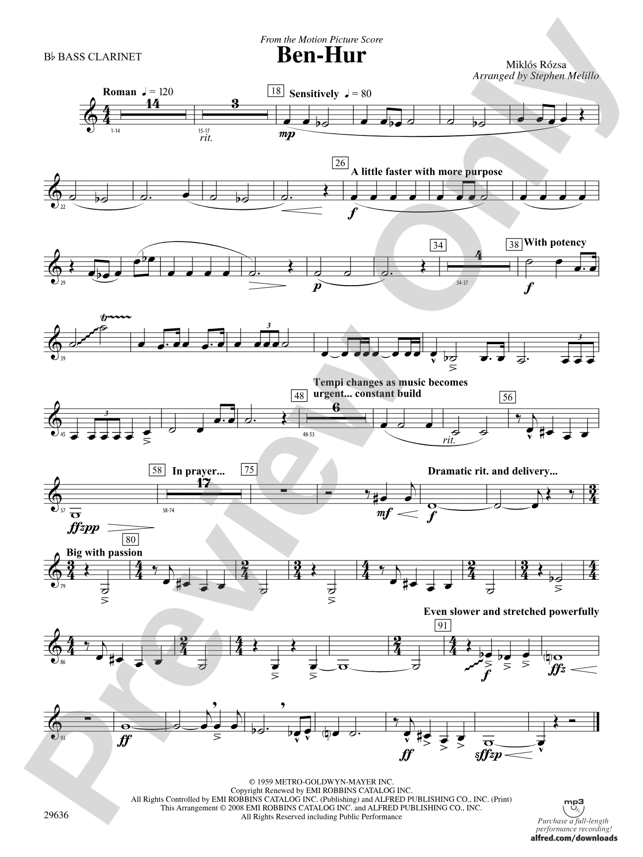 Ben-Hur: B-flat Bass Clarinet