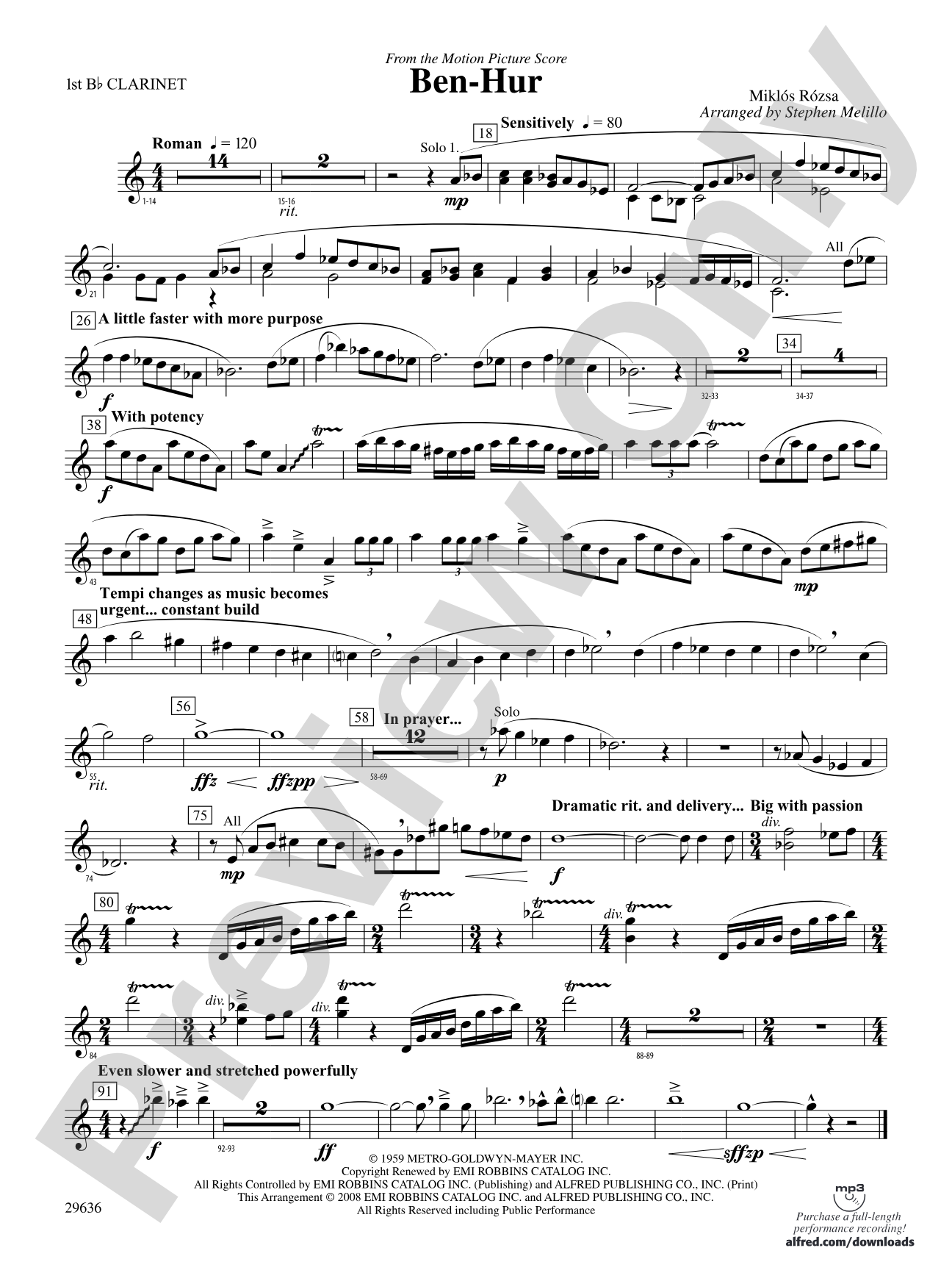 Ben-Hur: 1st B-flat Clarinet