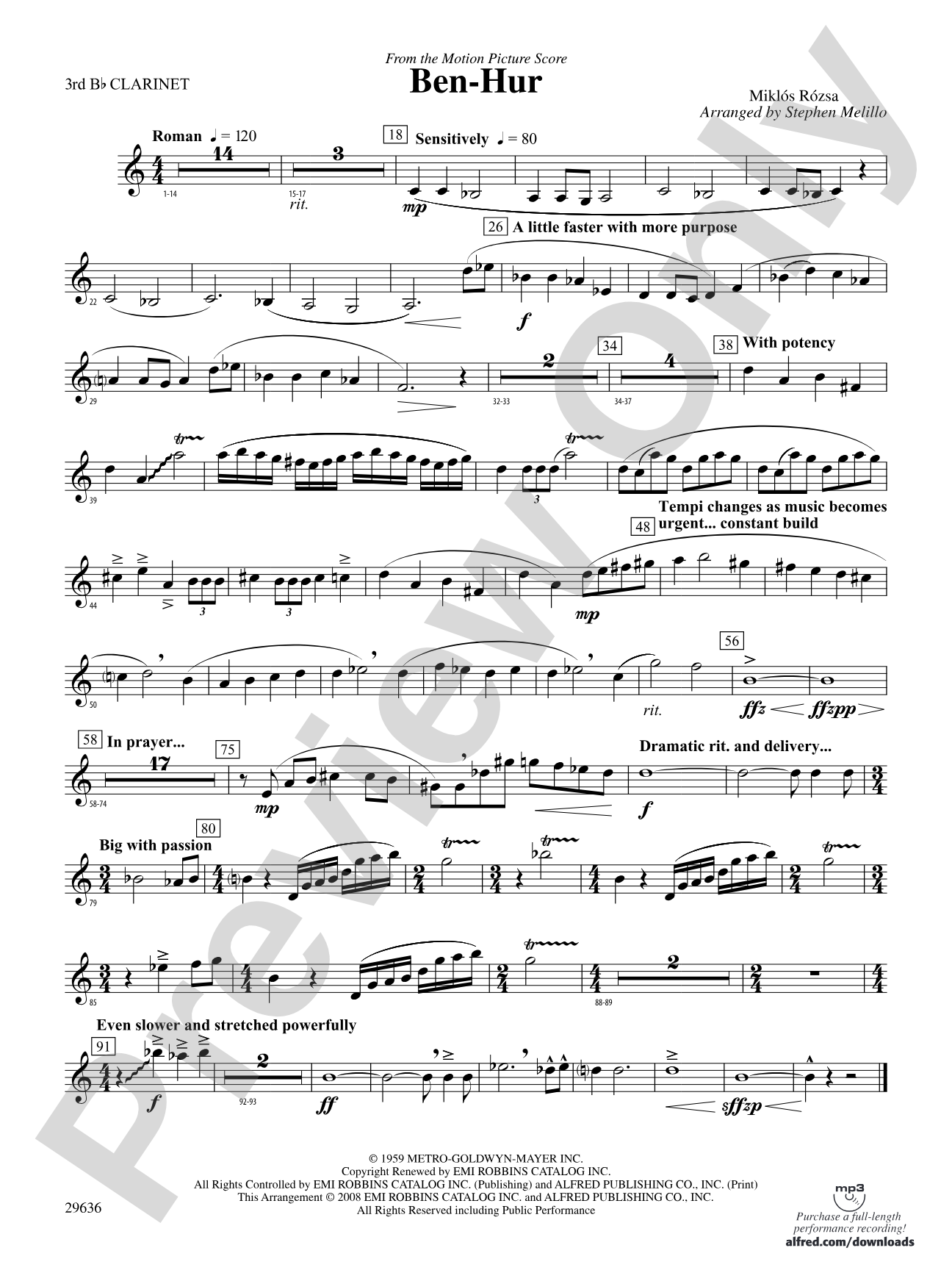 Ben-Hur: 3rd B-flat Clarinet