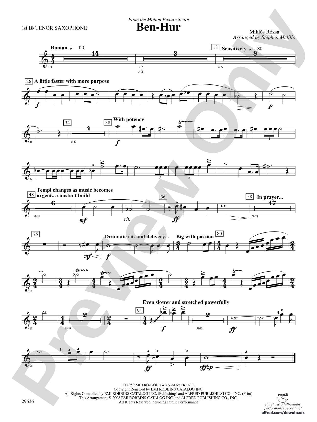 Ben-Hur: B-flat Tenor Saxophone