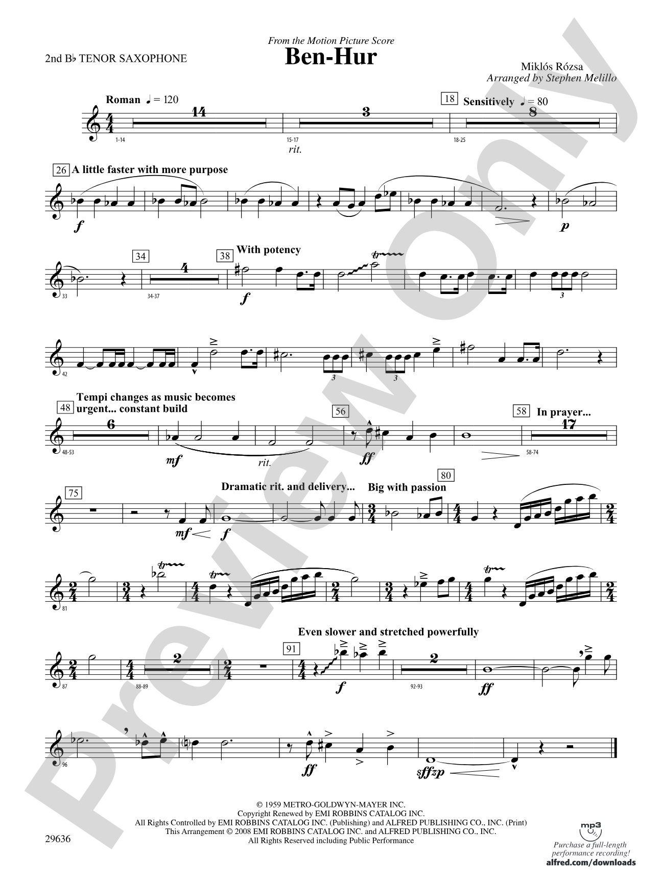 Ben-Hur: 2nd B-flat Tenor Saxophone