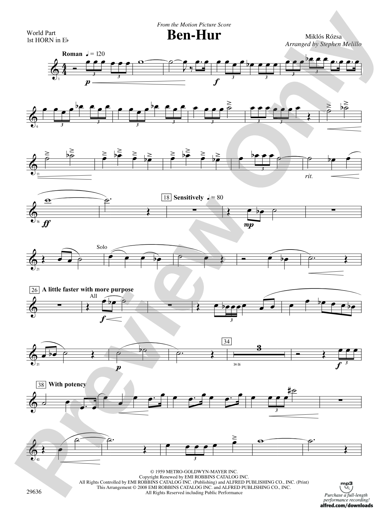 Ben-Hur: (wp) 1st Horn in E-flat