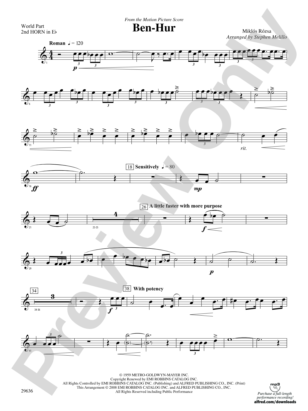 Ben-Hur: (wp) 2nd Horn in E-flat