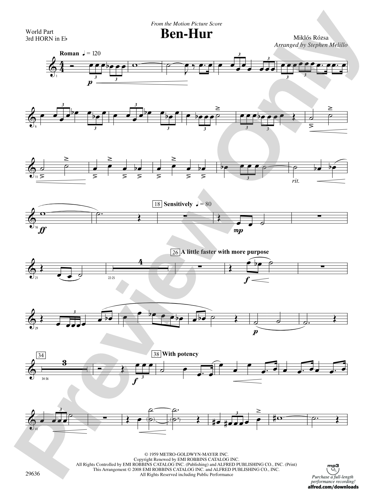 Ben-Hur: (wp) 3rd Horn in E-flat