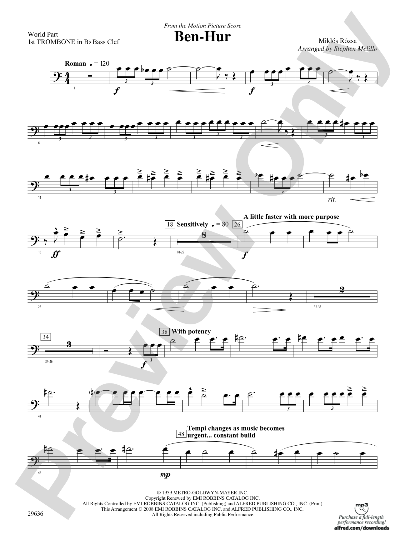 Ben-Hur: (wp) 1st B-flat Trombone B.C.