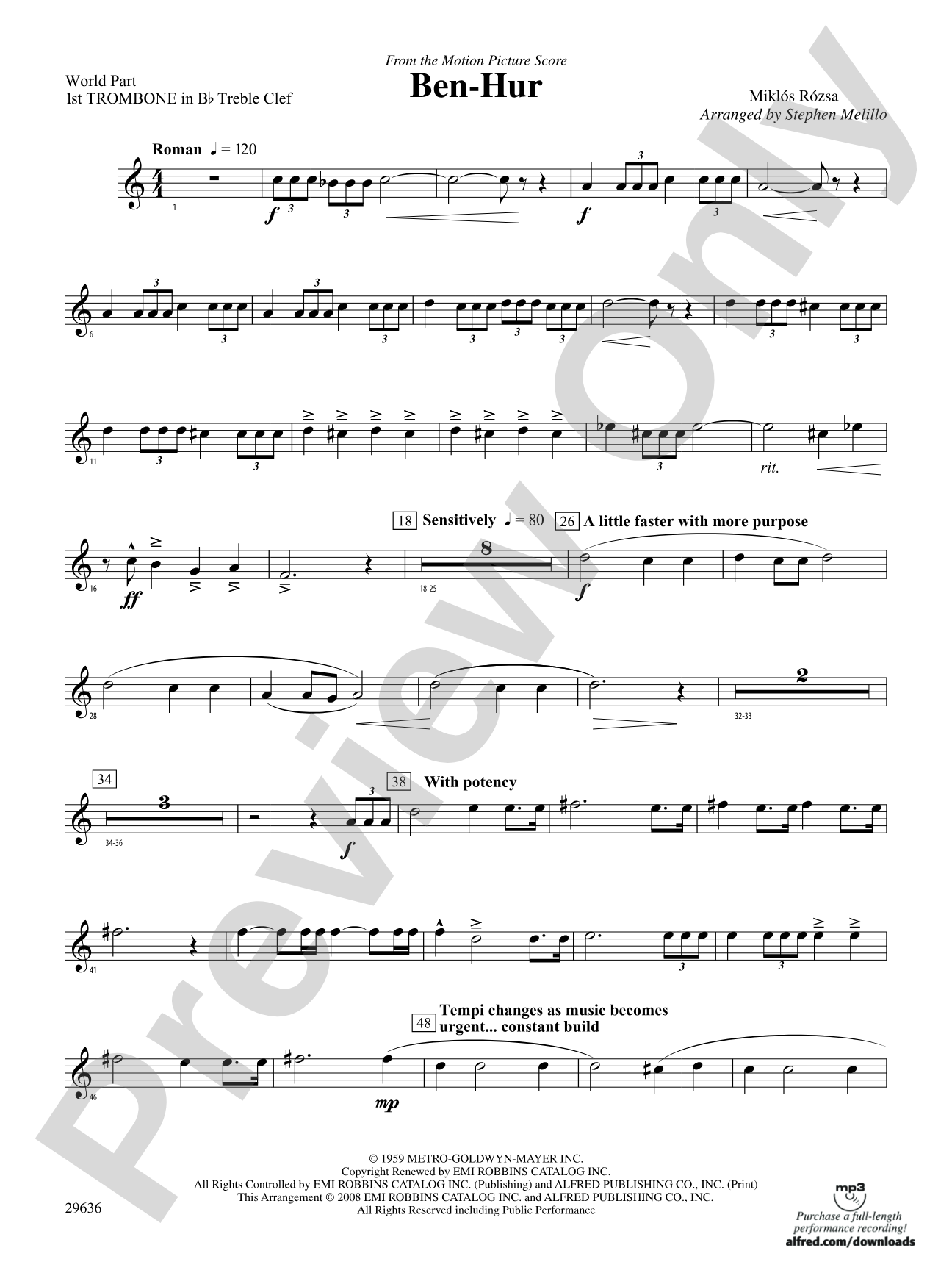 Ben-Hur: (wp) 1st B-flat Trombone T.C.