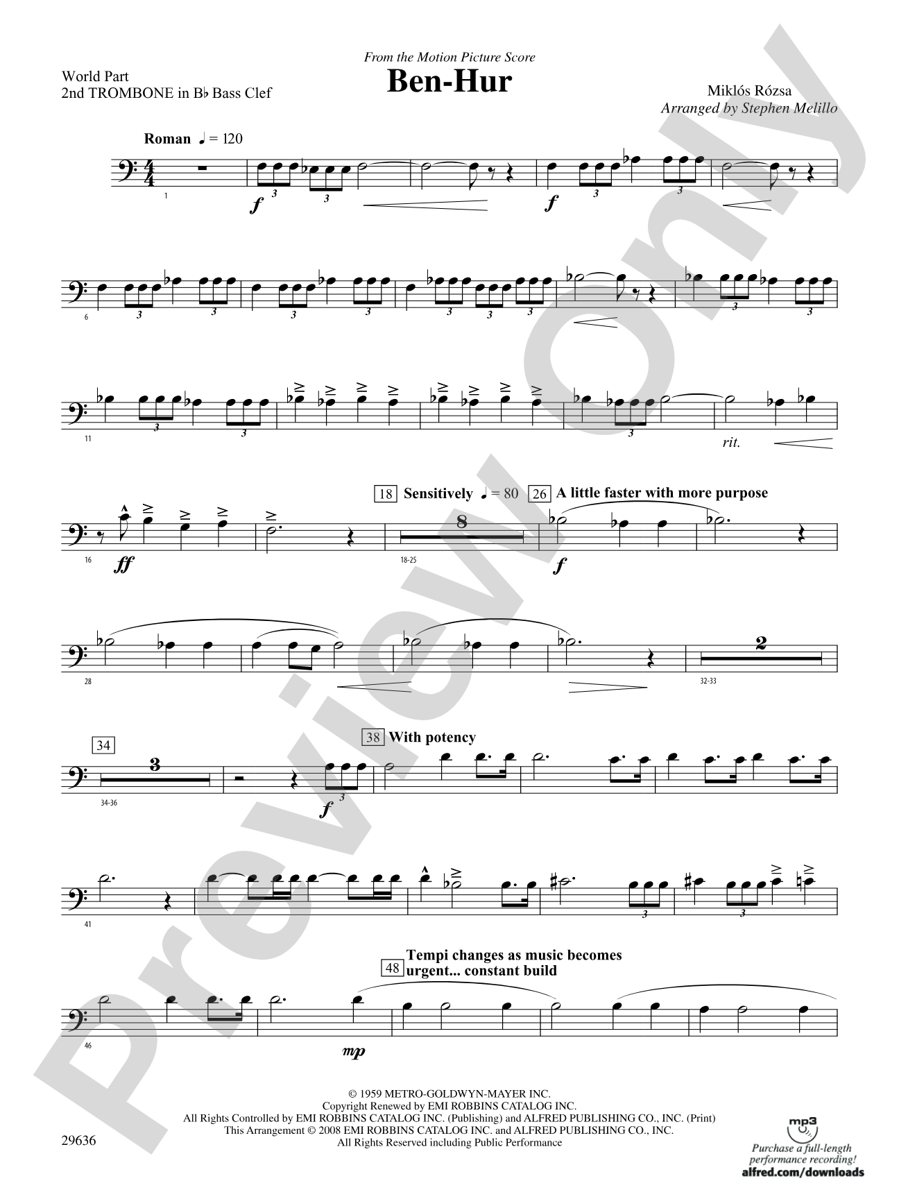 Ben-Hur: (wp) 2nd B-flat Trombone B.C.