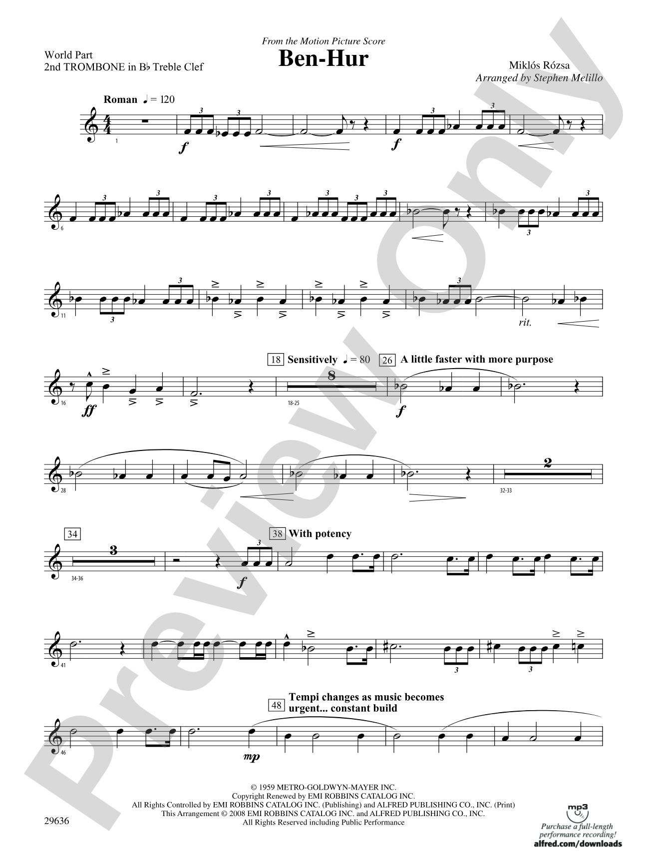 Ben-Hur: (wp) 2nd B-flat Trombone T.C.