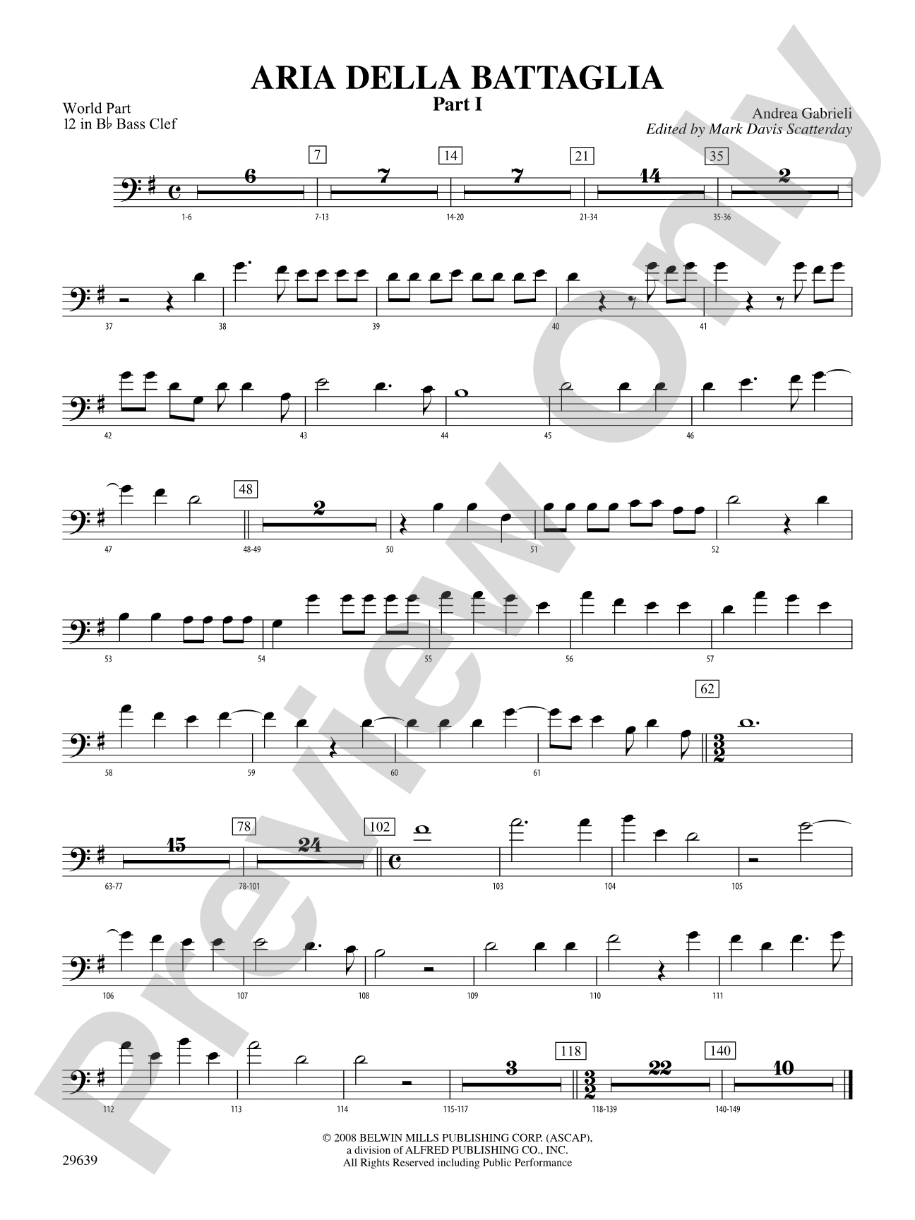 Aria Della Battaglia: (wp) 12 in Bb Bass Clef