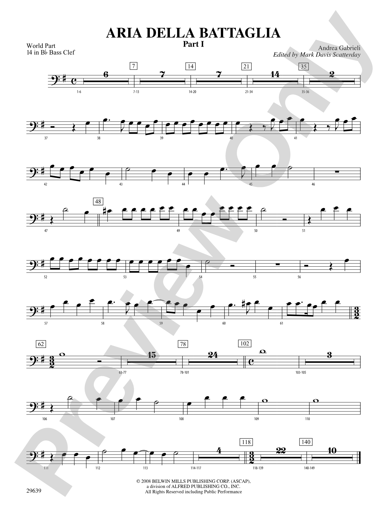 Aria Della Battaglia: (wp) 14 in Bb Bass Clef