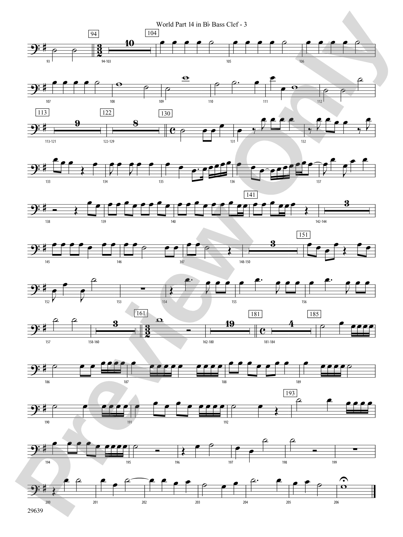 Aria Della Battaglia: (wp) 14 in Bb Bass Clef