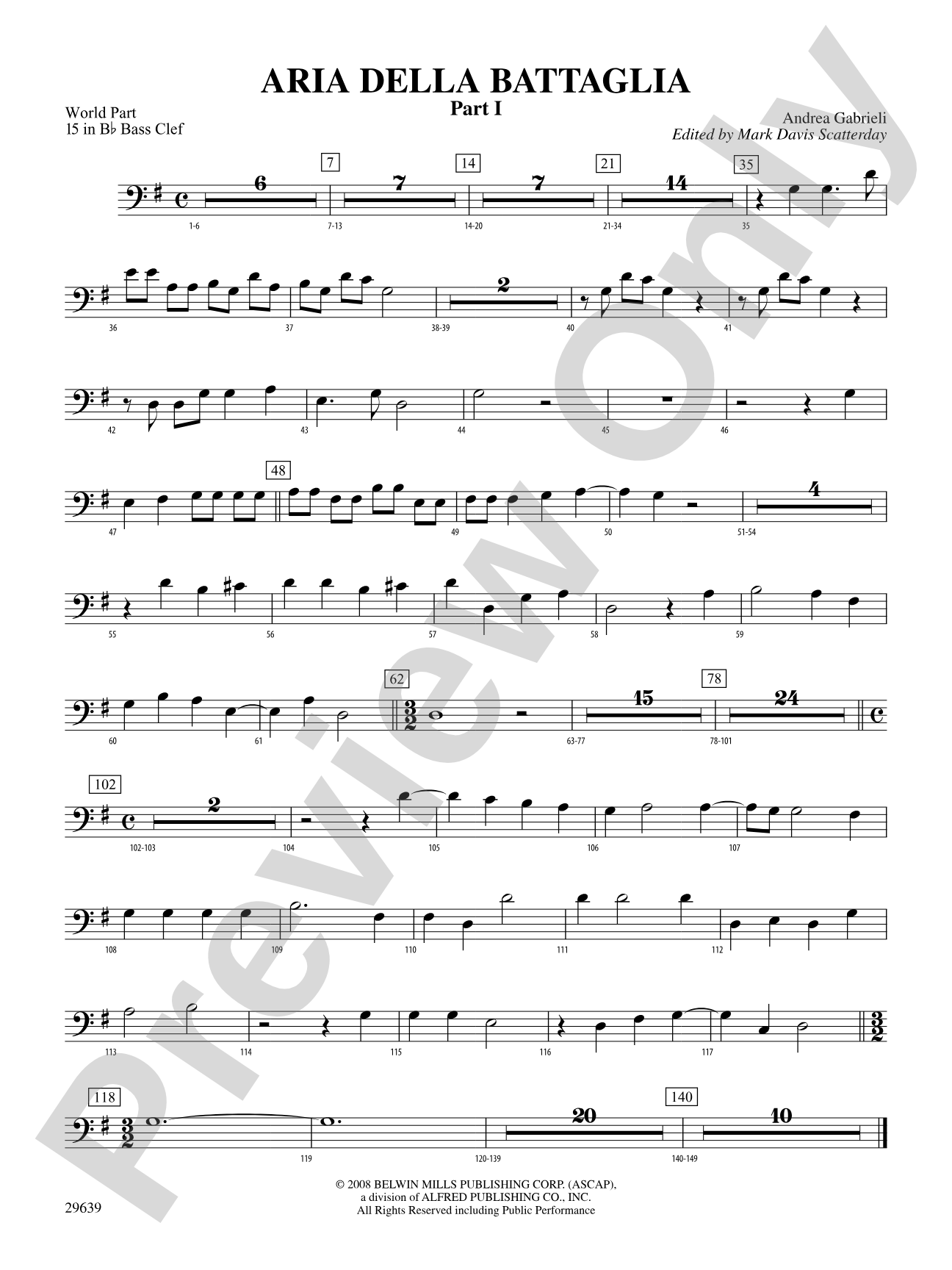 Aria Della Battaglia: (wp) 15 in Bb Bass Clef