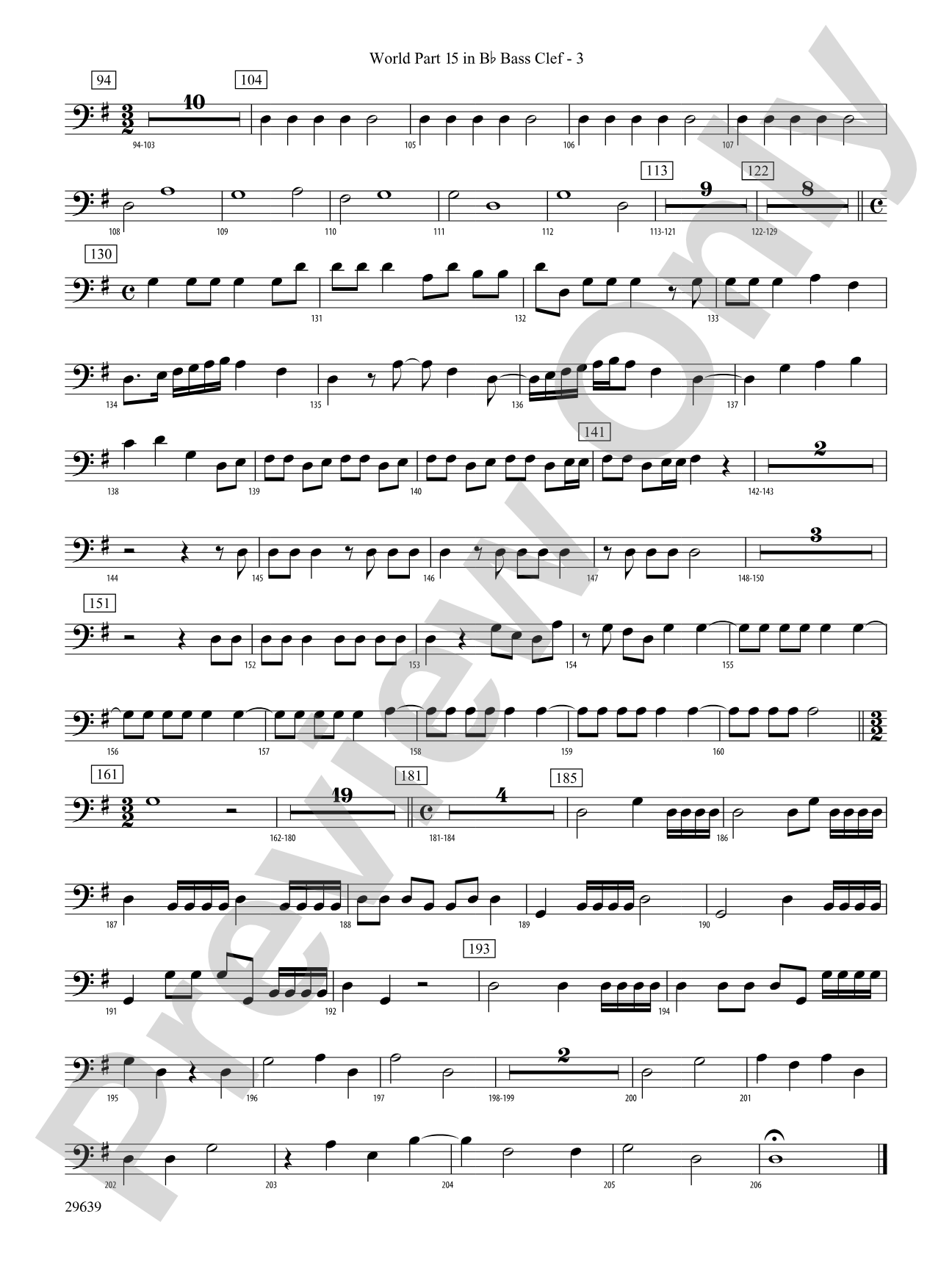 Aria Della Battaglia: (wp) 15 in Bb Bass Clef