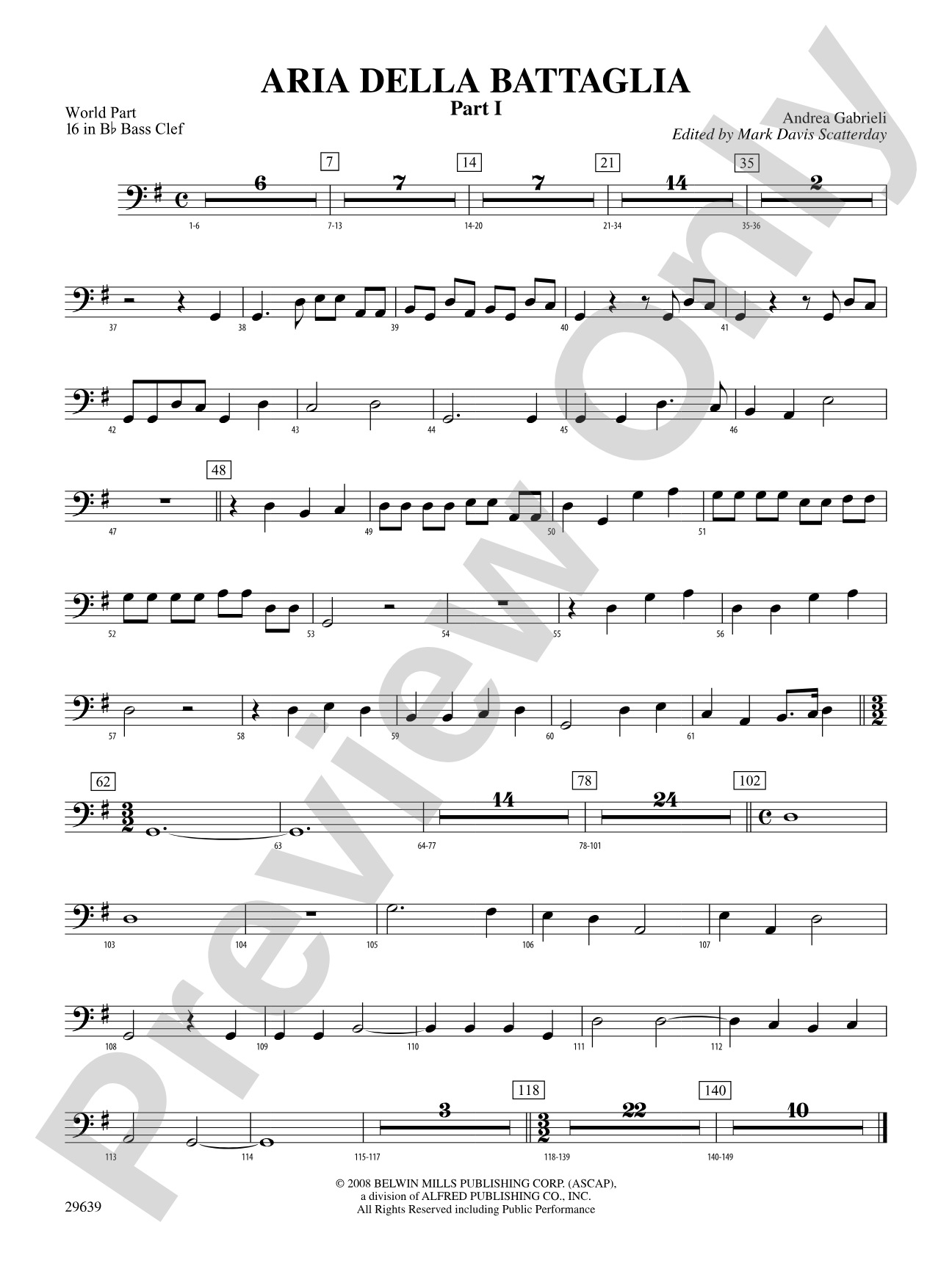 Aria Della Battaglia: (wp) 16 in Bb Bass Clef