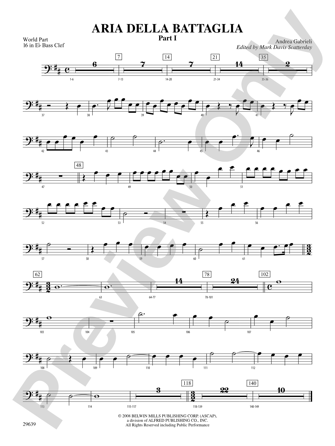 Aria Della Battaglia: (wp) 16 in Eb Bass Clef