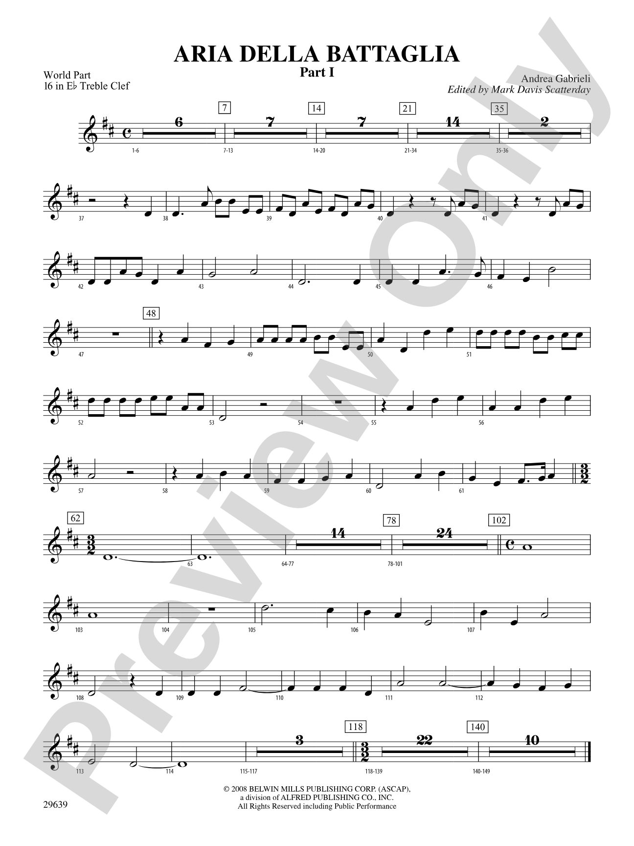 Aria Della Battaglia: (wp) 16 in Eb Treble Clef