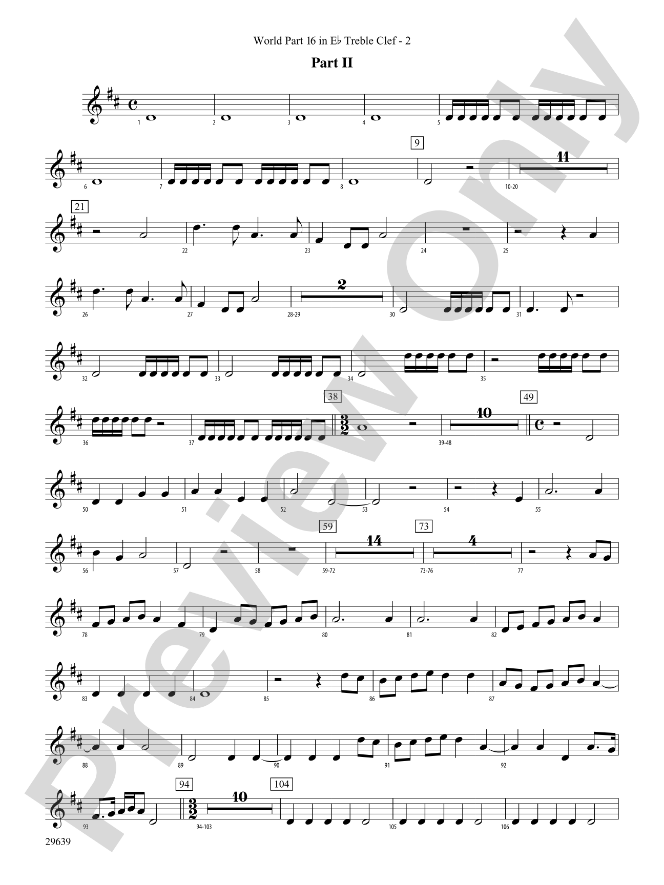 Aria Della Battaglia: (wp) 16 in Eb Treble Clef