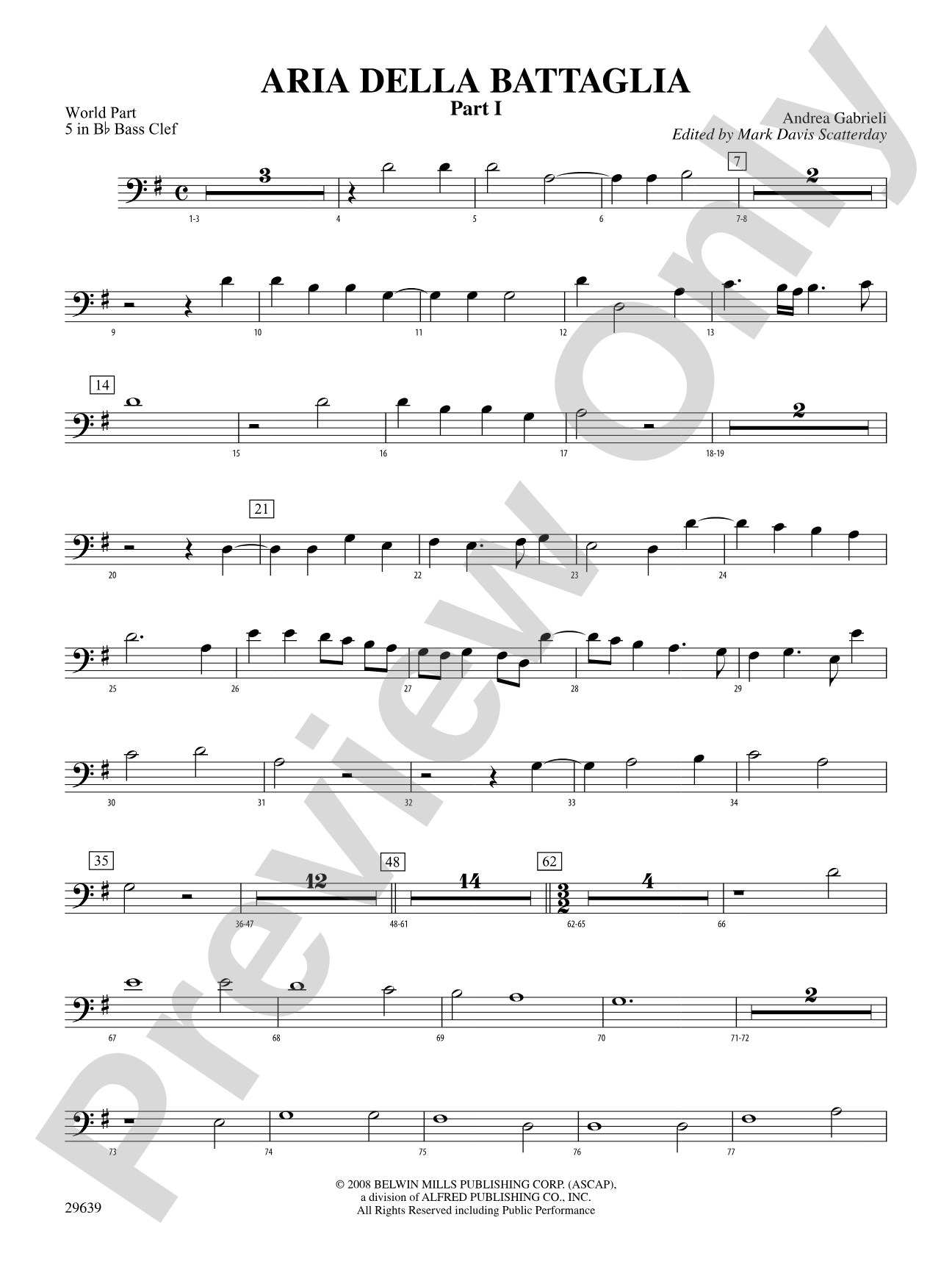 Aria Della Battaglia: (wp) 5 in Bb Bass Clef