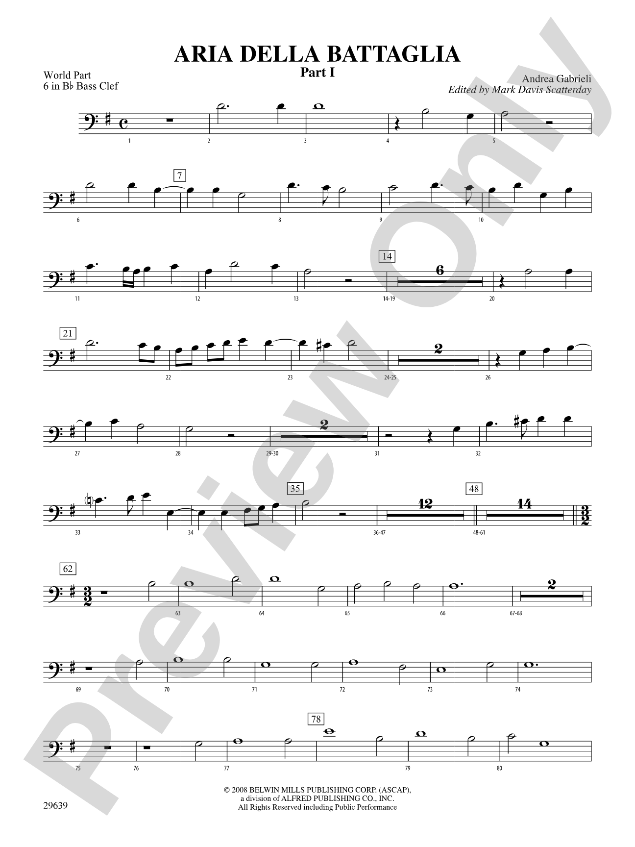 Aria Della Battaglia: (wp) 6 in Bb Bass Clef
