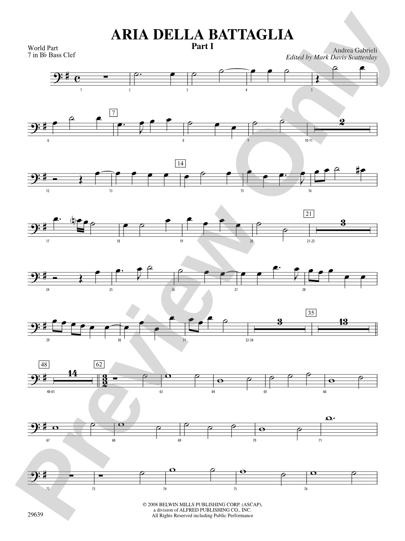 Aria Della Battaglia: (wp) 7 in Bb Bass Clef