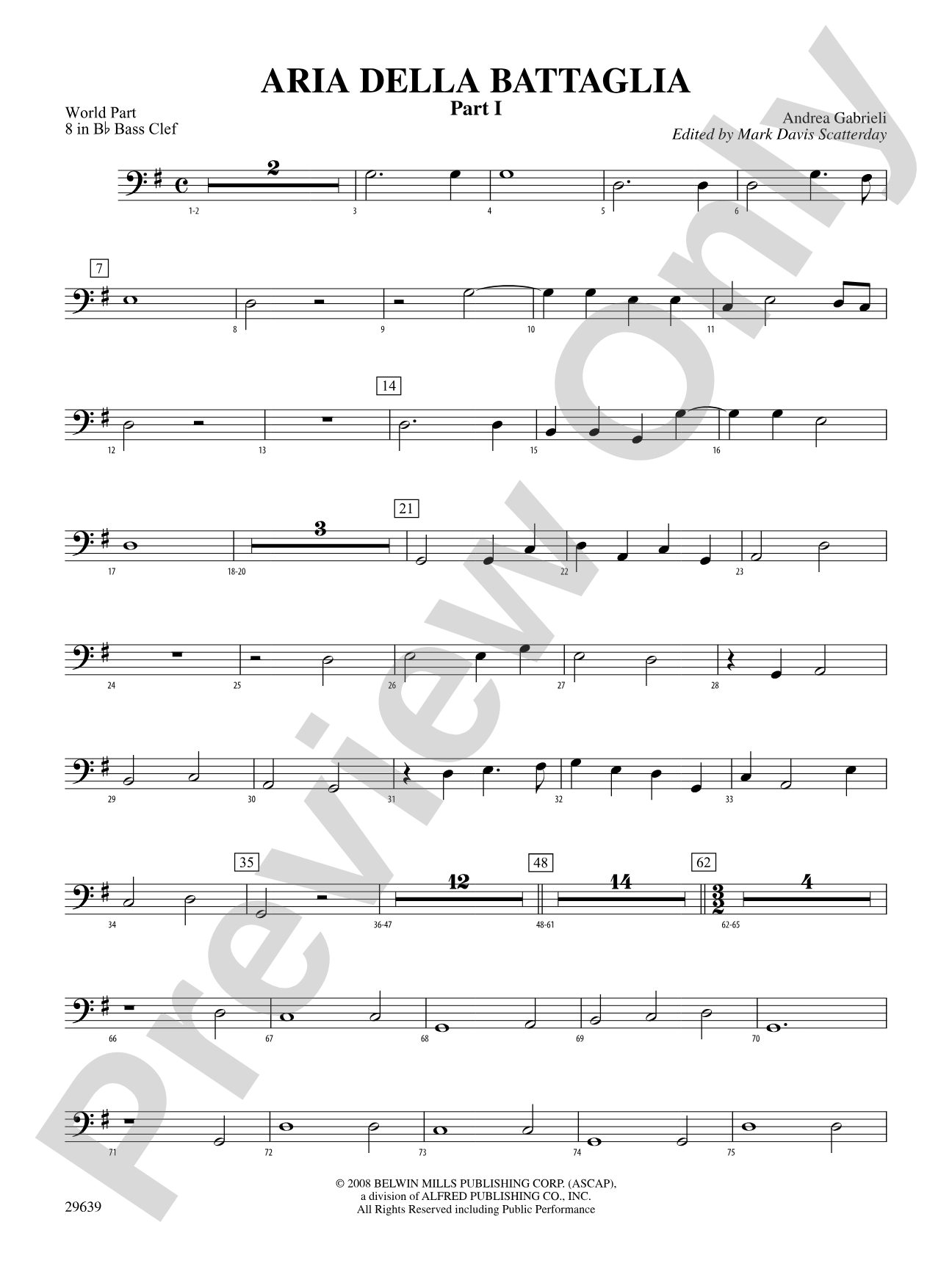 Aria Della Battaglia: (wp) 8 in Bb Bass Clef