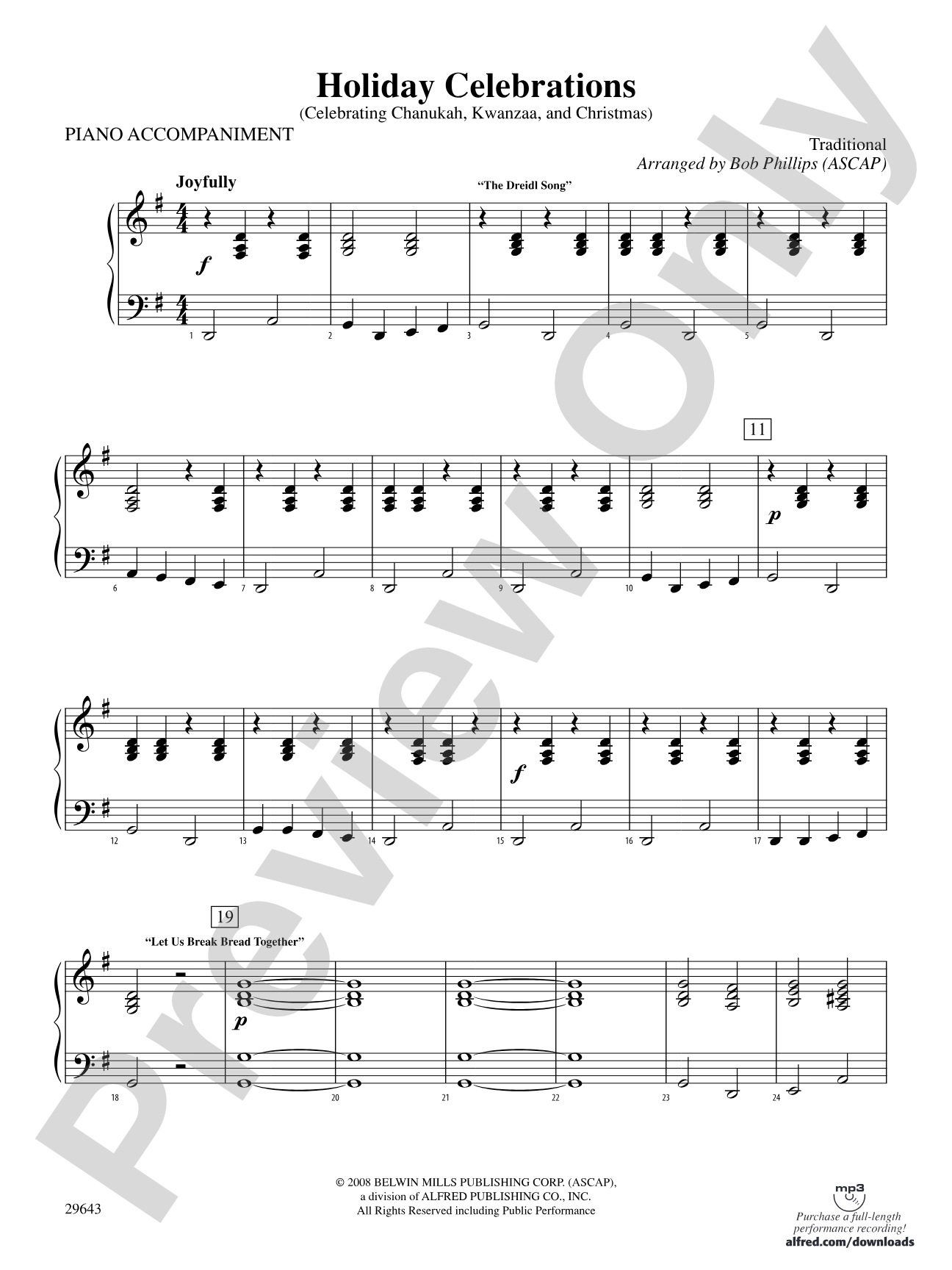 Holiday Celebrations (Celebrating Chanukah, Kwanzaa and Christmas): Piano Accompaniment
